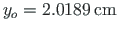 $ y_{o} = 2.0189{\,}\mathrm{cm}$