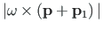 $ \vert\mathbf{\omega}\times\left(\mathbf{p} +
\mathbf{p}_{1}\right)\vert$