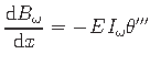 $\displaystyle \frac{ \mathrm{d}B_{\omega}}{\mathrm{d}x} = -\hspace*{1pt}E\hspace*{1pt}I_{\omega}\theta^{\prime\prime\prime}$