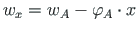 $\displaystyle w_{x} = w_{A} - \varphi_{A}\cdot x$