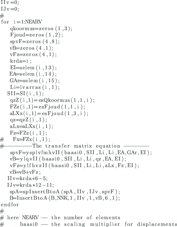 \begin{lstlisting}[frame=singele,framerule=0pt]{}
IIv=0;
IJv=0;
...