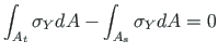 $\displaystyle \int_{A_{t}}\sigma_{Y}dA - \int_{A_{s}}\sigma_{Y}dA = 0$