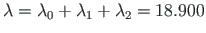 $\lambda=\lambda_{0} +\lambda_{1} +\lambda_{2} = 18.900$